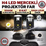 H4 Lazer Mercekli Far Ampulü Ufuk Çizgili Otomobil Araç Motosiklet Uyumlu Profesyonel Mini Projektör Led Beyaz Led Xenon Lamba Şimşek Etkili Uzun Kısa 2 Adet 9/36V