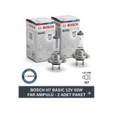 H7 Basic 12v 55w Far Ampulü 499 Uzun Ömürlü Halojen Ampul 2 Adet Far Lambası