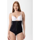 HA-102 Kopçalı Straplez Mayo Korse Medikal Liposuction Karın Germe Doğum Sonrası Günlük Korse - Siyah - XL