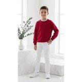 HaanBebe Erkek Çocuk Beyaz Slim Fit Kanvas Pantolon - Ayarlanabilir Belli ve 5 Cepli - Kırmızı - Beyaz - 7 Yaş
