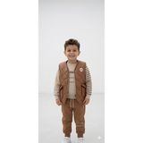 HaanBebe Erkek Çocuk Kapitone Yelekli 3’lü Eşofman Takımı - 7 Yaş - Kahverengi