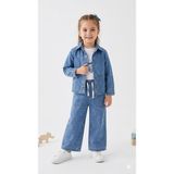 HaanBebe Kalp Desenli Kız Çocuk Denim Takım - 3'lü Kot Ceket, Pantolon ve Tişört Seti - 2-3Y - Lacivert