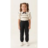 HaanBebe Kız Çocuk Fırfırlı ve Fiyonklu Bluz Pantolon Ikili Takım - 4 – 5 Yaş - Siyah