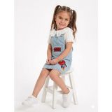 HaanBebe Kız Çocuk Kot Salopet Elbise - Mavi - 2 - 3 Yaş