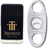 Habanos Trinidad Plastik Jet Alev Puro Çakmağı Metal Kesici Seti Siyah