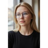 HabeQ Round Model Optik Uyumlu Şeffaf Kadın Erkek Gözlük Metal Çerçeve