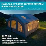 Habl 13 Kişilik 13.2m2 4 Mevsim Şişme Çadır 367 360 220cm Bej