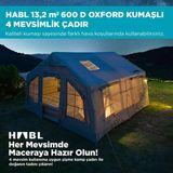 HABL 13 Kişilik 13.2m2 Su,rüzgar ve Kar Geçirmez 600D Oxford Kumaşlı 4 Mevsim Şişme Çadır 367*360*220CM