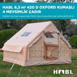 Habl 6 Kişilik 6.3m2 4 Mevsim Şişme Çadır 300x210x200cm Bej