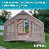 Habl 8 Kişilik 8 m2 4 Mevsim Şişme Çadır 320x250x220 CM - Bej