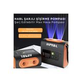 Habl Şarjlı Dijital Şişirme Pompası Çadır/Paddle Board/Şişme Yatak Vb 22Psı 1.5 Bar Siyah Turuncu