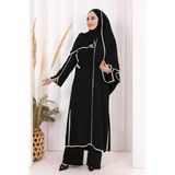 Hac Umre Biyeli Pantolonlu Tunik Takım Şal Hediye 8001 Siyah
