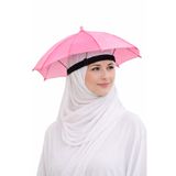 Hac ve Umre Kafa Şemsiyesi - Güneşten Koruyucu Pratik Şapka Şemsiye - Pembe