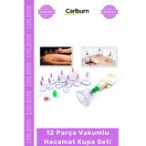 #Hacamat Dayanıklı Ergonomik Silikon Masajlı Aparatı 12 Parça Vakumlu Hacamat Kupa Çekme Seti