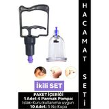 #Hacamatseti Islak Kuru Kullanıma Uygun 4 Parmak Pompa 10 Adet 5 No Kupa Çekme İkili Hacamat Seti