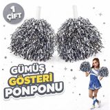 Hace Bazaar 1 Çift ( 2 Adet ) Gümüş Renk 23 Nisan 19 Mayıs 29 Ekim Okul Gösteri Ponponları - Renkli - standart