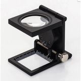 Hace Bazaar -28X28 mm Katlanır Sayaçlı Metal Lüp, 2 LED Işıklı Büyüteç Tekstil TH9005A