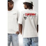 Hace Bazaar 30 Ağustos Zafer Bayramı Ön Arka Baskılı Oversize Bisiklet Yaka T-Shirt - Beyaz - XL