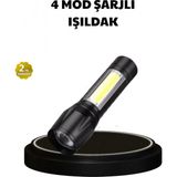 Hace Bazaar 4 Mod Şarjlı Işıldak | Ultra Güçlü Cree LED | Su Geçirmez Alüminyum Gövde - Renkli - standart