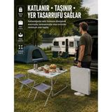 Hace Bazaar Ayarlanabilir Yükseklikli Kamp ve Piknik Masası 4 Kişilik Katlanabilir Masa Seti - Renkli - standart