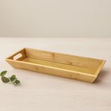 Hace Bazaar Bambu Ahşap Sunum Tepsisi 16X40X4 cm Çift Kulplu -Hcb - Renkli