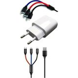 Hace Bazaar Çoklu Hızlı Şarj Kablosu ve Hızlı Şarj Soketi Type-C Mikro Iphone Uyumlu 1.2 Metre 3A - Renkli