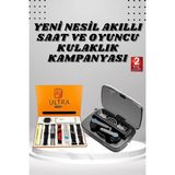 Hace Bazaar Dijital Göstergeli Powerbank Kulaklık ve 7 Kordonlu Yeni Nesil Akıllı Saat Amoled Ekran - Renkli - Standart - 1