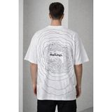 Hace Bazaar Erkek Kısa Kol Yazlık Tişört Bisiklet Yaka Baskılı Oversize T-Shirt - Beyaz