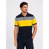 Hace Bazaar Erkek Pike Kumaş Çizgili Polo Yaka Tişört Kısa Kol Yazlık T-Shirt - Lacivert