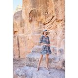 Hace Bazaar Etnik Desenli Truvakar Kollu V Yaka Elbise - M - Lacivert