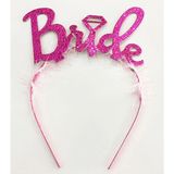Hace Bazaar Fuşya Renk Bekarlığa Veda Italik Yazı Alyanslı Bride Taç (K95)