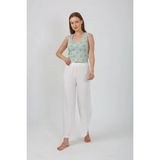 Hace Bazaar Marsilyan- Kadın Kalın Askılı Body Bol Paça Pantolon 2`li Takım Beyaz - 2XL