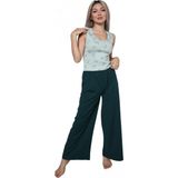 Hace Bazaar Marsilyan- Kadın Kalın Askılı Body Bol Paça Pantolon 2`li Takım Su Yeşili - 2XL