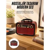 Hace Bazaar Nostalji Radyo Bluetooth Hoparlör Usb-Sd Kart Giriş LED Fener Işıklı Bataryalı Pilli Yeni Nesil - 1
