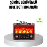 Hace Bazaar Solar Şarjlı Şömine Alev Efektli Bluetooth Hoparlör 7W Taşınabilir Ses Sistemi