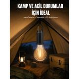 Hace Bazaar Taşınabilir Askılı Ampul Kamp Lambası Askılı Type-C Şarjlı Bahçe Lambası - 1 - Renkli