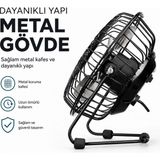 Hace Bazaar USB Şarjlı - Metal Gövde 14.5X7.5X15CM Mini Masaüstü Fan - Vantilatör EFN-482 (4887) - Renkli