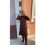 haceryılmaz Kahverengi soft licralı 110 cm tesettür takım
