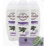 Hacı Şakir 3x500 ml Adaçayı 2si 1 Arada Şampuan ve Yeşil Şampuan Fırçası
