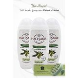 Hacı Şakir 3x500 ml Zeytinyağlı 2si 1 Arada Şampuan ve Yeşil Şampuan Fırçası