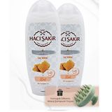Hacı Şakir Bal Canlı ve Yumuşak Saçlar 2x450 ml Saç Kremi + Yeşil Şampuan Fırçası