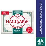 Hacı Şakir Doğal ve Saf Geleneksel Beyaz Sabun 4'lü Paket 200 gr – Cilt ve El Temizliği, Hassas Kullanım