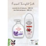 Hacı Şakir Lavanta Dinlendirici Sıvı Sabun 300 ml, Narlı Şampuan 500 ml ve ROSIE