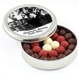 Hacı Şerif Atatürk Temalı Öğretmenler Günü Hediyesi Karışık Special Truffle Çikolata (Yuvarlak Metal Kutu)