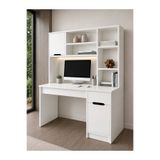hacıbekiroğlu Nova İskandinav Tasarım Beyaz MDF Kitaplıklı Çalışma Masası Çekmeceli Dolaplı Raflı Home Office Masa