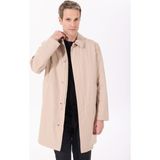 Hackett Bej Renkli Erkek Trençkot Uzun Kol Düz Desenli XL Beden Midi Kesim HM403171