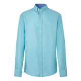 Hackett London Erkek Linen Herringbone Gömlek, Mavi (Lt Aqua), M