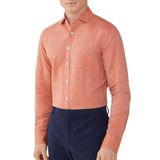 Hackett London Erkek melanj pamuk keten gömlek, Turuncu (Rust Brown), L