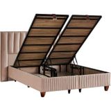 Hades Lüks Baza ve Başlık Seti 100x200 cm Tek Kişilik Baza ve Başlık Takımı Krem Özel Kumaş