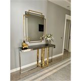 Hadid Gold Metal Siyah Cam Aynalı Dresuar 130X30